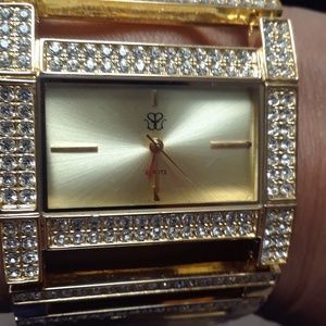 Exquisite women's goldtone rhinestone watch